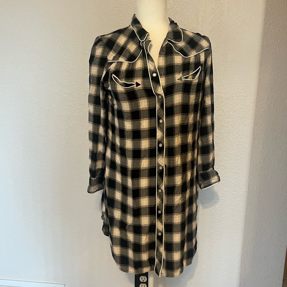 Denim & Supply Ralph Lauren Black and White Plaid Long Sleeve Dress